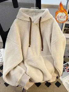 Women's Autumn Winter Plush Loose Long Sleeve Hoodie, Sweatshirts, Soft Comfortable Fabric, Casual Daily Wear, Perfect for Home & Outdoor Activities