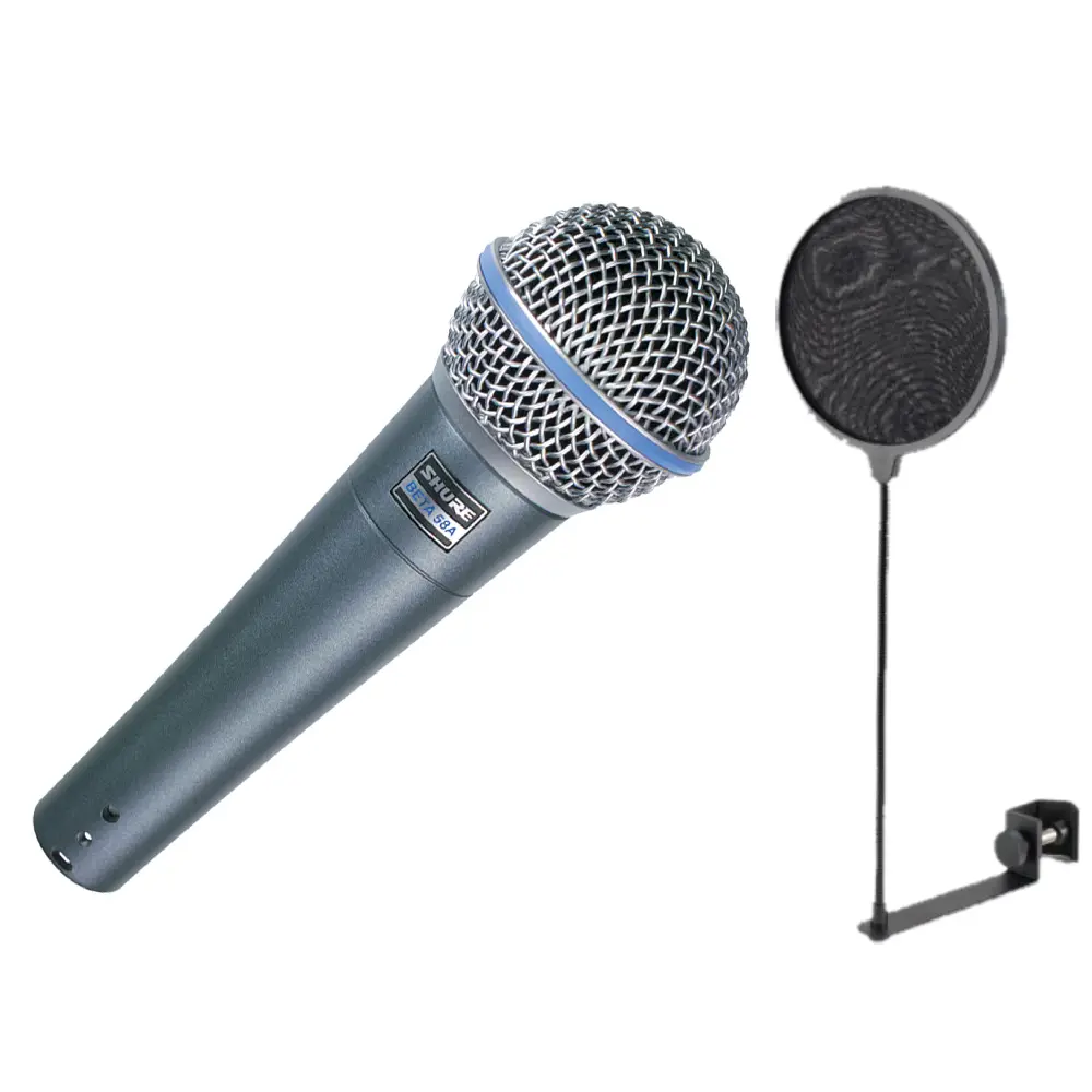 Shure Beta 58A Handheld Supercardioid Dynamic Microphone + Pop Blocker
