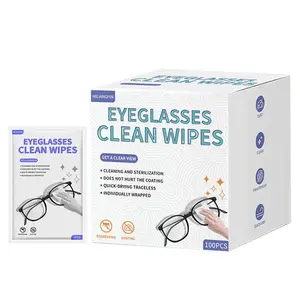 100 Pieces Eyeglass Lens Cleaning Wet Wipes, Pre-Moistened Individual Packs, No Scratches, for Sunglasses, Camera Lenses, Goggles, Camera Cleaner