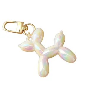 Lisianthus White Balloon Dog Keychain