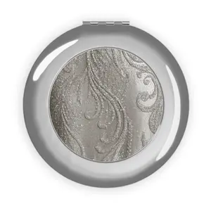 Silver Scroll Pattern Compact Travel Mirror | Pocket Mirror