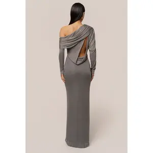 Silver Drape And Shine Maxi Dress