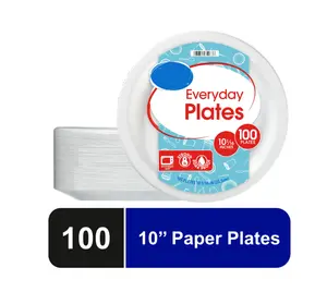 Everyday Disposable Paper Plates 10" White 100 Count 100 Plates 10 Inch Paper Plates for Everyday Use