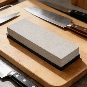 Natural Sandstone Sharpening Stone 800 Grit, Anti-Slip Pad Included, Ideal for Kitchen Knives Outdoor Woodworking Various Tools