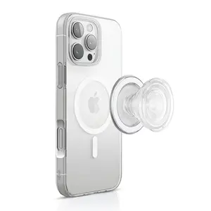MagSafe Phone Grip and Stand Magnetic Phone Holder for iPhone Transparent Collapsible Versatile Functionality Secure Grip Hands Free Viewing