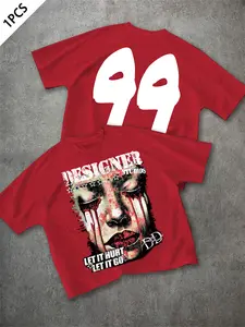 Men's Batwing Sleeve Round Neck T-Shirt, Religious Mother Pattern, Casual Commuter Wear, Young Street Style, Boyfriend Gift, Couple Matching