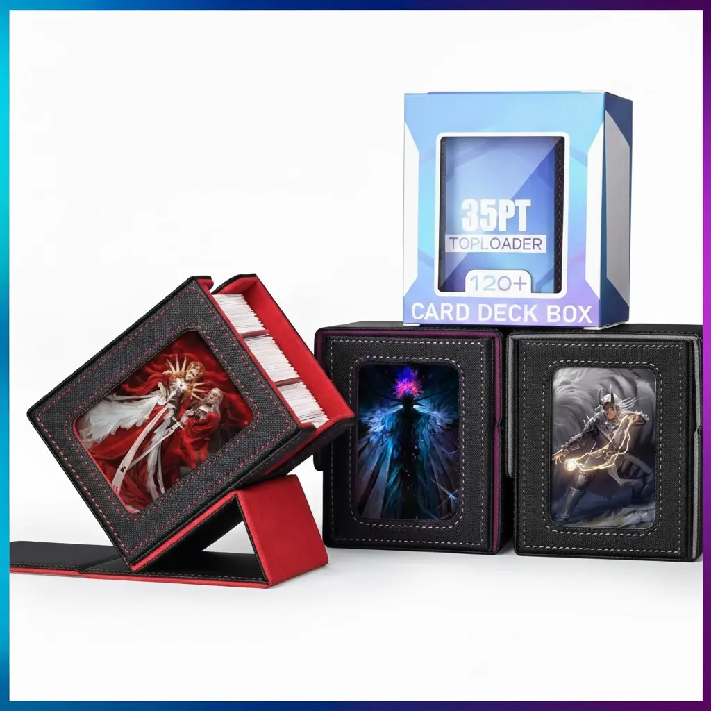 Card Deck Box with Commander Display, Deck Case Holds 100+ Double-Sleeved  Cards, Trading Card Storage Box Fits TCG/PTCG/Sports Cards with 2 Dividers  and 1 Top Loader (Black) - TikTok Shop