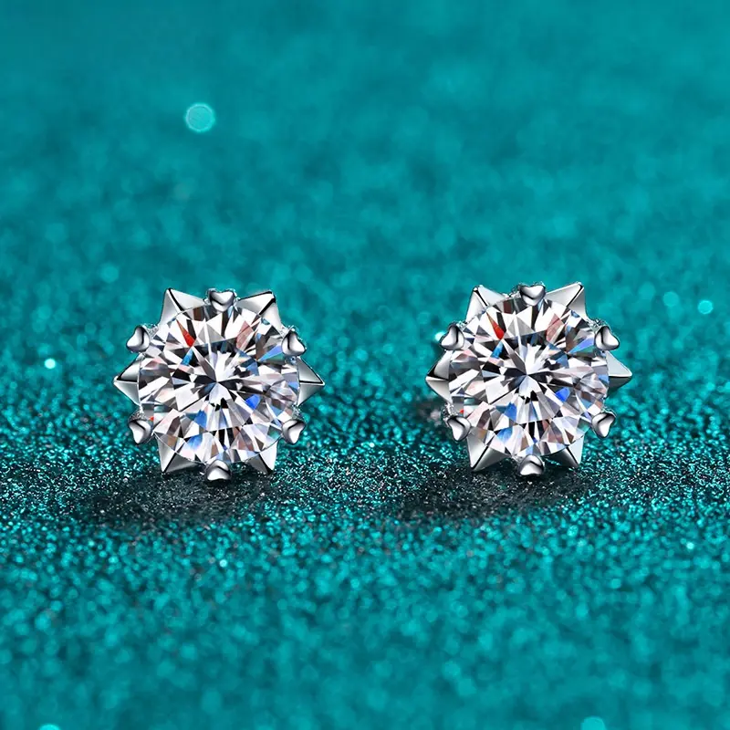 Soco GRA Certified D Color VVS1 Moissanite Stud Earrings, DDMS0011 Brilliant Cut, Solid 925 Sterling Silver, Hypoallergenic