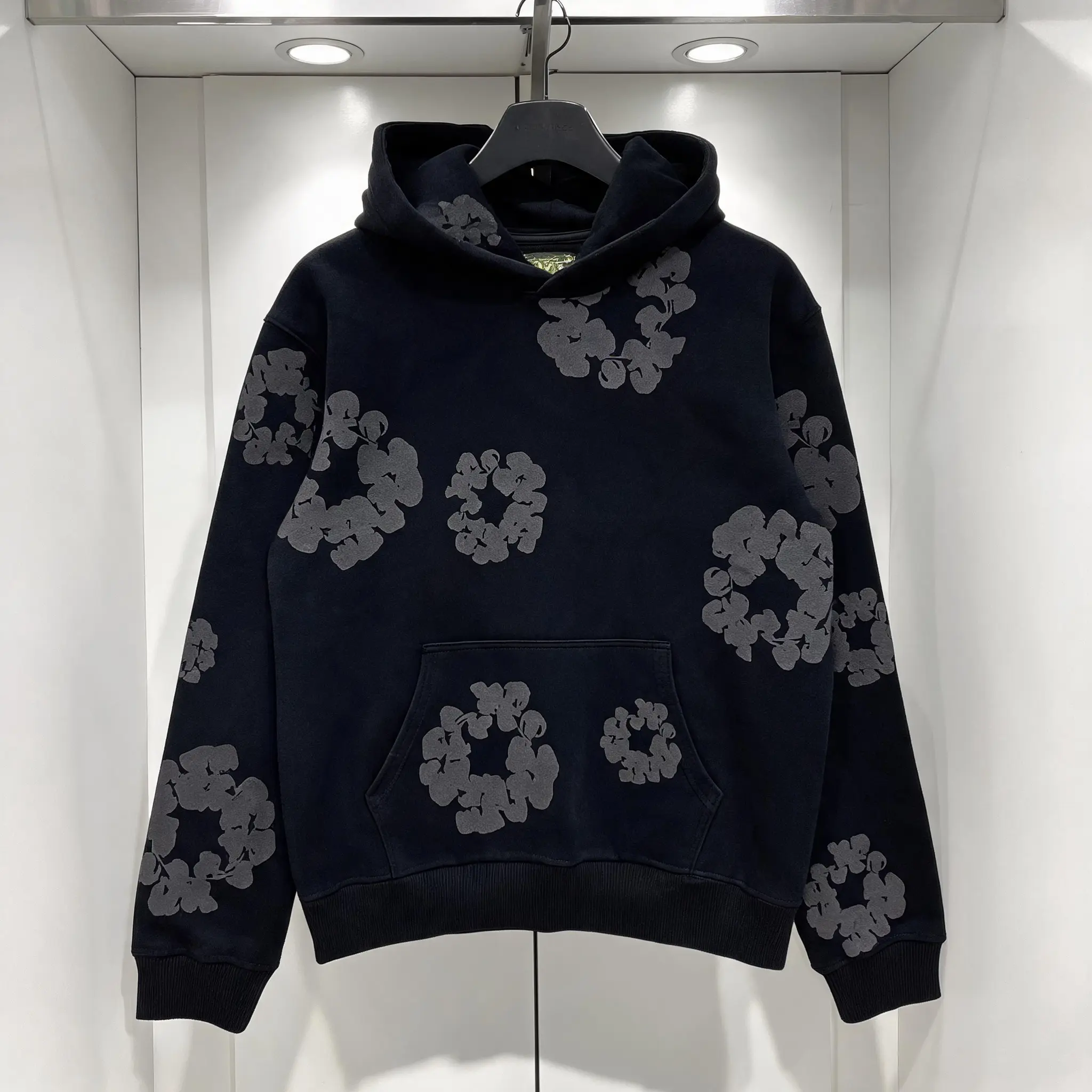Denim Tears Hoodie & Jogger 2 Piece Tracksuit | 3DPuffFloral Print Oversized Loose Fit Black Cotton I UnisexMenTeen Street Daily Weekend Outfit I Trendy Must-HaveUltraCozy Stylish Outfit