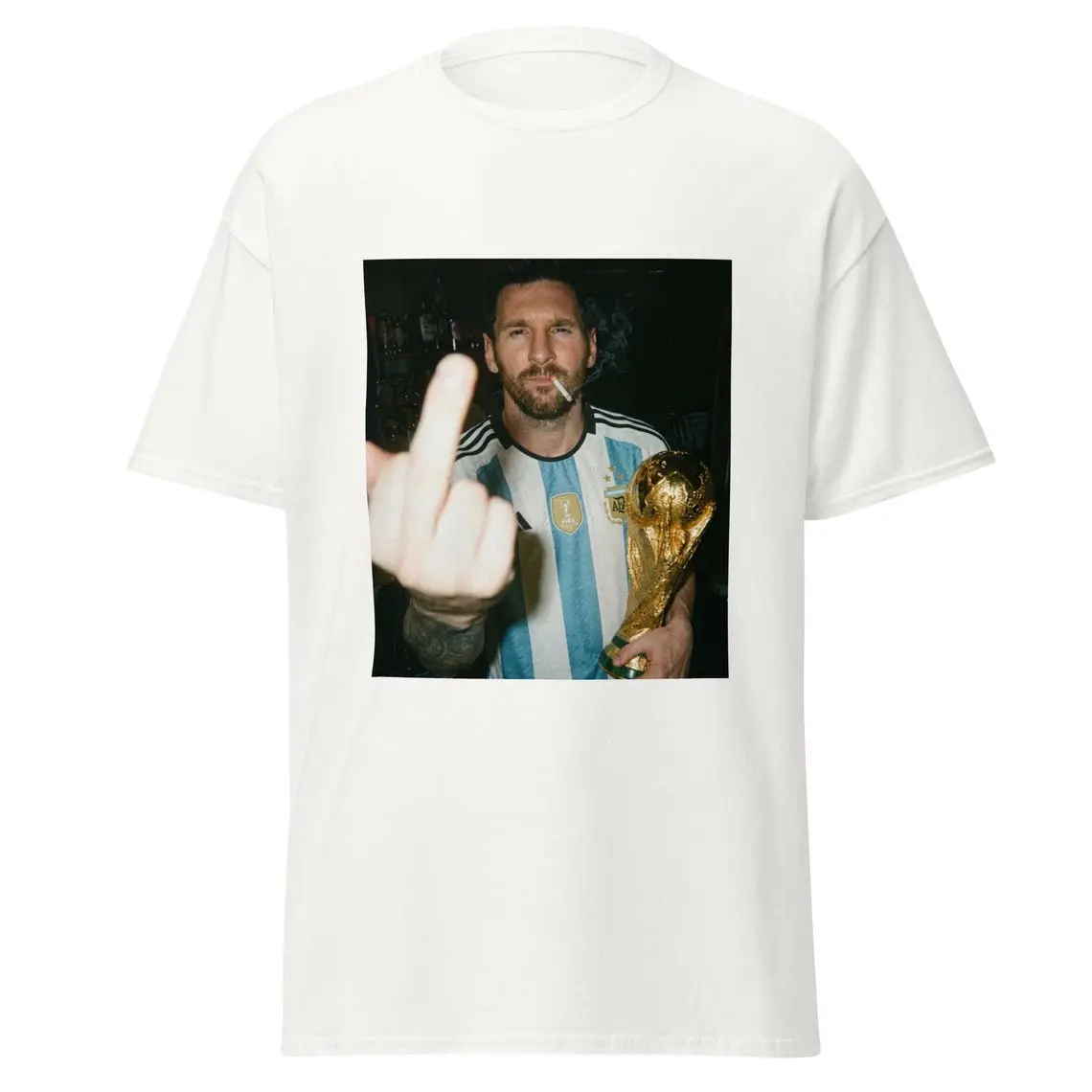L.Messi WC Trophy T-Shirt | Edgy Streetwear Graphic Tee | Argentina Football Fan Apparel