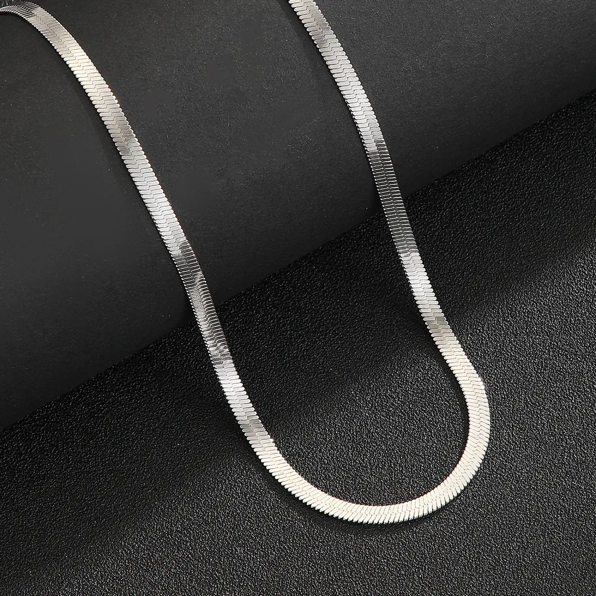 Minimalist Silver Snake Chain, Thin Flat Herringbone Layering Accessory, Casual Chic Necklaces for Women, Base Chain Necklaces, Casual Style Necklaces