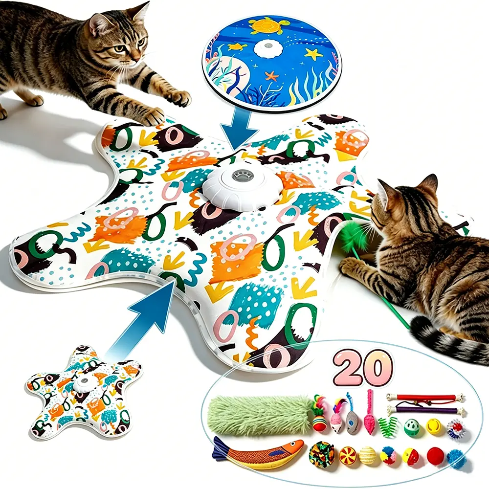 Interactive Unpredicatable Moving Feather Hunting Cat Toy 22-piece set Hide and Seek Rechargeable Cat toy Automatic Chargeable IUltra-Quiet Touch Activated Self Play Cat Exercise Toy for Adult Cats & Kittens breed #SummerWins#DealsForYouDays