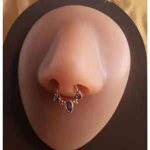 Purple Gem Septum Nose Hoop Piercing Jewelry