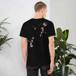 Cherry Blossom And Japanese Letters Graphic Unisex T-Shirt, Sakura Aesthetic T-shirt
