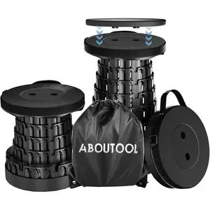 Upgraded Collapsible Stool with Removable Cushion &  Carry Bag - Portable Folding Stool for Adults, Camping, Fishing, Hiking - Lightweight Yet Sturdy Max 400lbs