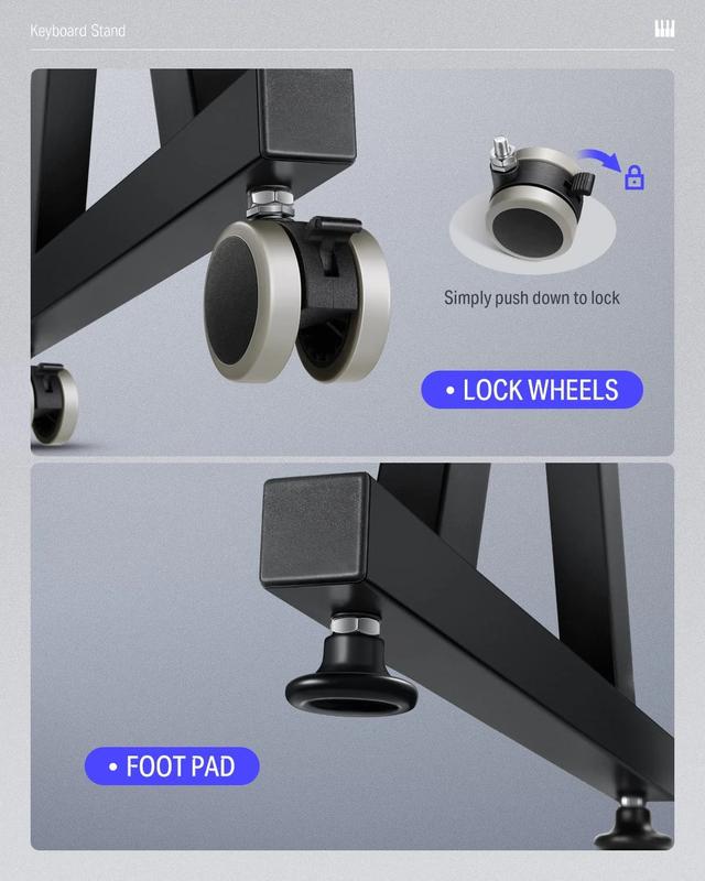 Donner Z-style Heavy-Duty Piano Keyboard Stand Adjustable and Portable/Suitable for 54/61/88 Keys Electric Keyboards Digital Pianos