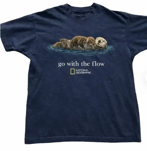 Otter Go With The Flow Graphic T-Shirt Unisex Vintage Style Animal Lover Gift Cute Sea Otter Tee Nature Inspired Shirt