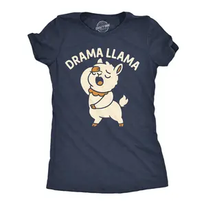 Womens Funny T Shirts Drama Llama Sarcastic Animal Graphic Novelty Tee For Ladies Funny Womens T Shirts Cute Vintage Fashion Casual Ladies T-Shirt Gift Funny Animal Top Women's Novelty Tees Navy -