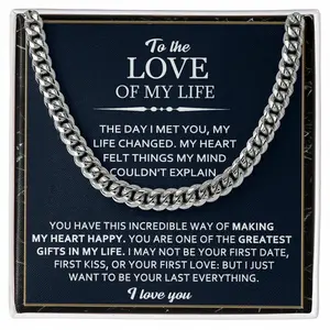 To My Man Necklace, Male Valentines Day gift, Male Gifts, To My Husband Box, Cuban Chain Necklace, Male Jewelry boyfriend