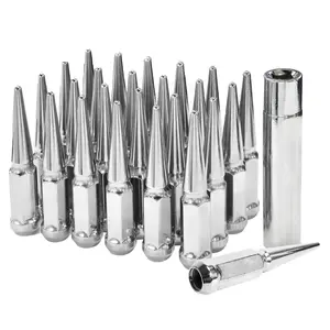 M14x1.5 Spike Lug Nuts - 24pcs Oem Wheel Compatible With Grand Cherokee  Ram 1500 Tundra Sequoi F-150 Expedition Sierra Chrome Acorn Socket Key