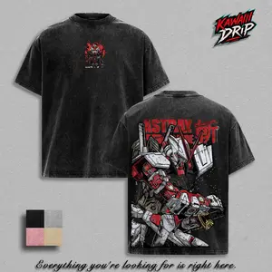 Gundam Astray Red Frame Anime T-Shirt, Mobile Suit Gundam Mecha Robot Graphic Tee, Vintage Washed Oversized Anime Streetwear Shirt, Japanese Mecha Manga Fan Art T-Shirt, Heavy Cotton Unisex Casual Wear, Gundam Anime Lover Gift