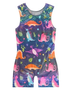Leotards for Girls Gymnastics Toddler Kids Tumbling Outfits Biketards Unitards Colorful Dinosaur