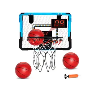 VEVOR Kids Basketball Hoop, Mini Basketball Goal with Electronic Scoreboard, Over The Door Basketball Hoop with Scoring Music Accompaniment Functions, LED Light, Indoor Basketball Hoop for Kids 3+
