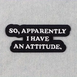 2pcs Hand Embroidered Iron-On Patch - "So, Apparently I Have An Attitude" - Cartoon Themed Applique for Clothing, Denim, and T-Shirt Decoration - Adhesive Sticker Badge for Hats and Accessories
