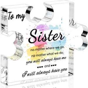 Sister Birthday Gifts, Mothers Day Gifts for Sister - Acrylic Puzzle Piece Plaque 4.7*3.8 inch, Sister Gifts from Sister Christmas Valentine's Day, Best Sister Ever Gifts