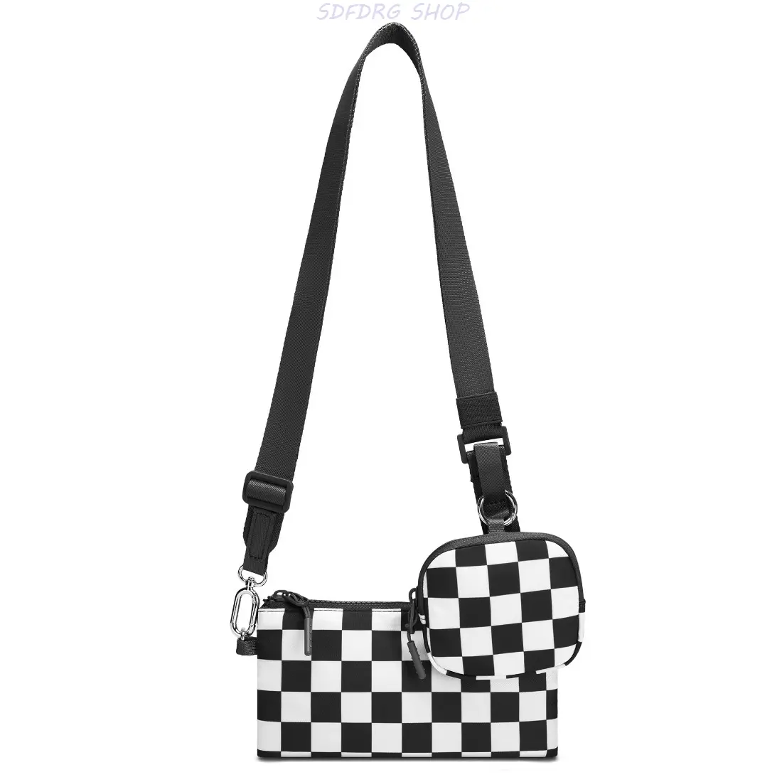 Checkerboard Crossbody Bag, Unisex Streetwear Messenger Shoulder Purse - Lightweight, Water-Resistant with Adjustable Strap for Travel & Daily Use, Crossbody Shoulder Purse