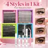 4 Styles Upgrade  Ultra/Mega/ Dramatic/Volume/ Lash Clusters  Gift Packs, WaterProof Lashes Eyelash Clusters Extensions with  for Beginners and Proficient, DIY at Home Easily，Extension Soft comfortable Easy Apply Natural Look for Makeup gift Lash Clusters