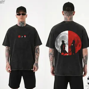 Anime Ninja Clan Acid Washed Graphic Tees - Heavyweight Oversized T Shirts Y2K Streetwear - Men's Vintage Hokage Shirts Gifts 5JY