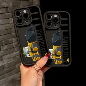 Luxury Classic Heavy Industry Cat Bulldozer Phone Case for iPhone 16 15 14 13 12 11 Pro Max Mini XR XS X 7 8 Plus, Anti-Drop Soft Tpu Back Cover