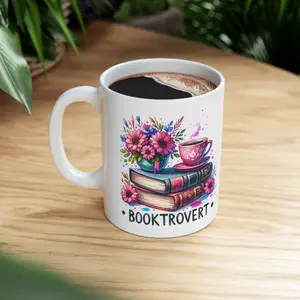 Book Lover Floral Stack Mug | Bookish Coffee Tea Ceramic Mug