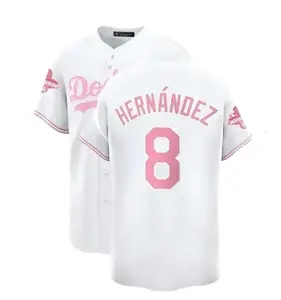 Hernández #8 Pink Baseball Jersey, White Pastel Limited Fan Shirt, Summer Cosplay Outfit, Gift for Her & Sporty Retro Baseball Lovers