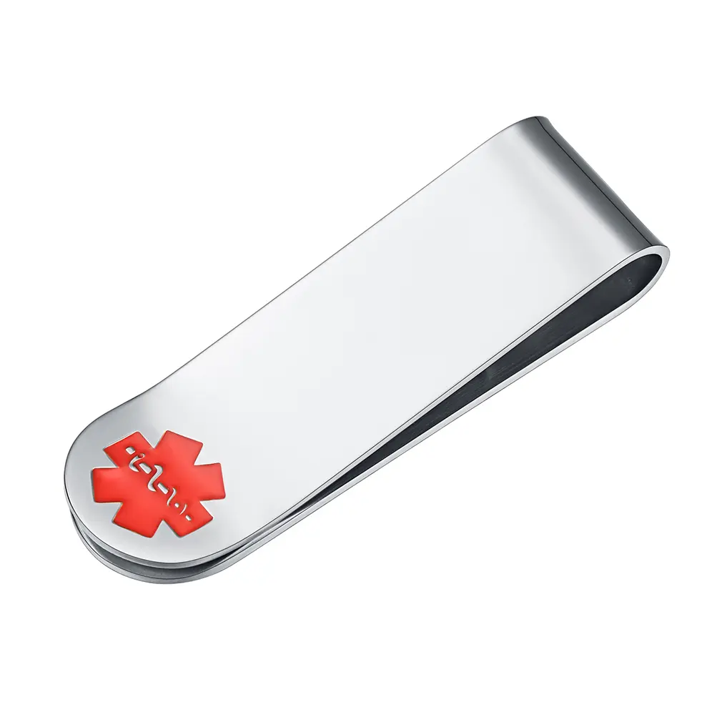 PROSTEEL Medical Emergency Identification Money Clips Stainless Steel Wallets Clip Jewelry Unisex For Men Women with Gift Box