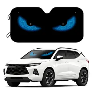 Car Windshield Sunshade with Cartoon Eyes Design | UV-Blocking and Heat-Reflective Shield for Cars and SUVs | Foldable Design with Suction Cups for Easy Installation | Stylish and Functional Sun Protection-55.12*27.5 inch
