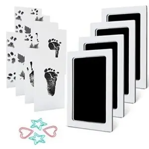 Cat Paw Print Kit, 4-Piece Set with 8 Cards, Perfect Memorial Gift for Cats & Dogs, Non-Stick Clean Touch Ink Pad, Imprint