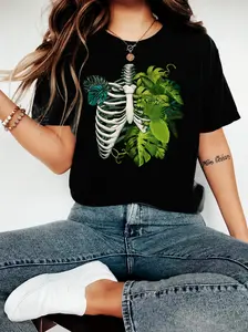 Women's Plant Skeleton T-shirt, Plant Lover , Gift for Plant Lovers, Dracaena T-shirt, Plant Pattern , Gift for Plant Loving Women