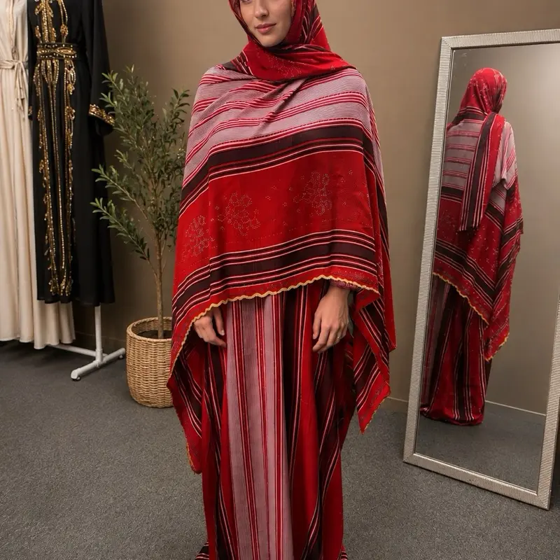 Women's Modest Islamic Red Baati 2-Piece Set, Oversized Basic Loose Casual Wear Clothes, Summer Somali Design