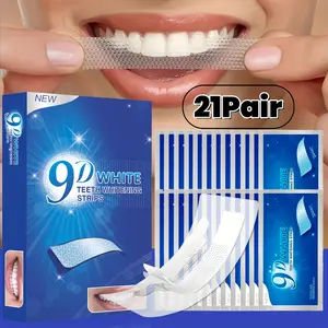 21 Pairs 9D Teeth Whitening Strips, Mint Flavor Bamboo Charcoal, 8% Pap Teeth Whitening, Fresh Breath, Single Item Gel Form