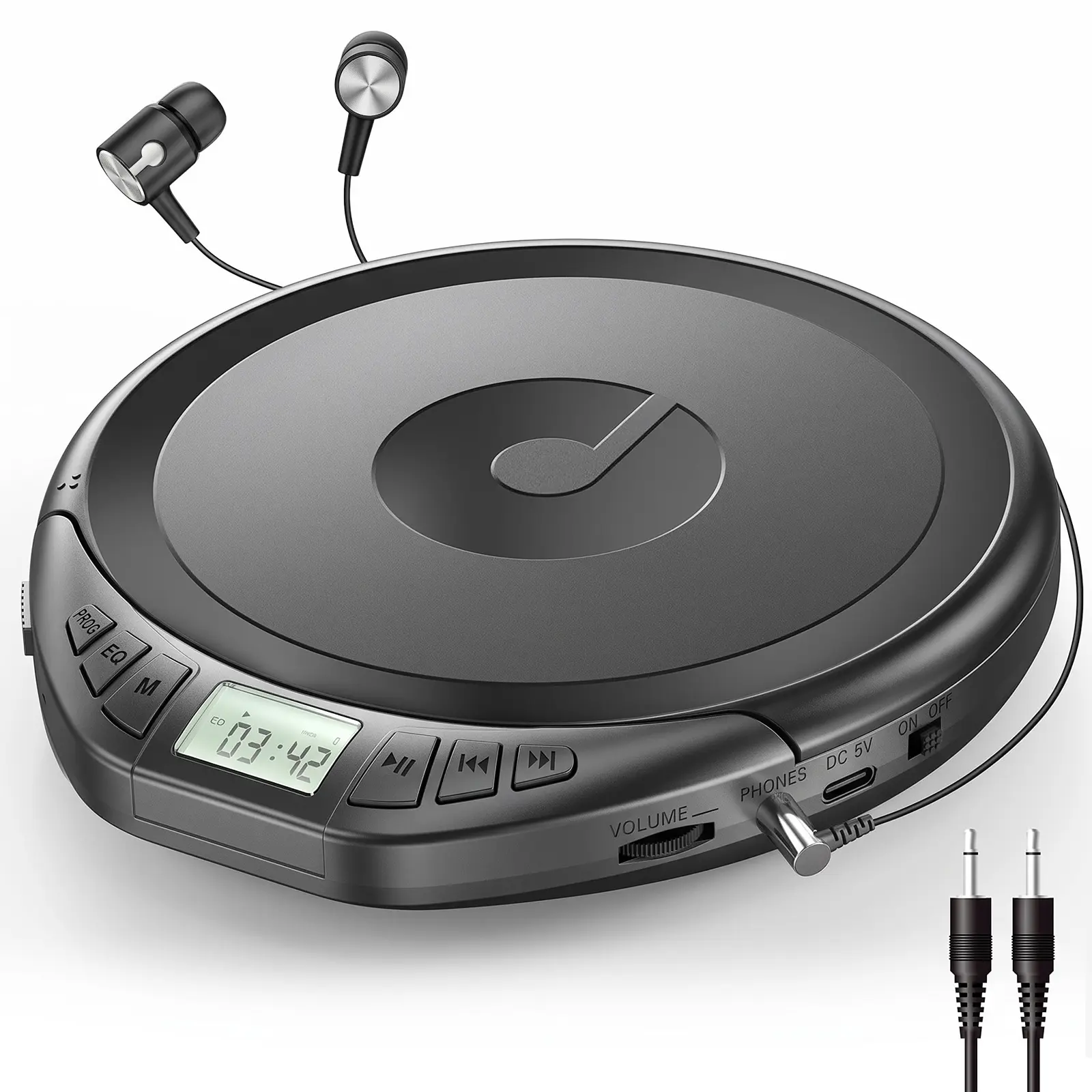 Gueray cool cd player Portable Digital CD Walkman Media Player with Speaker, Headphone, Anti-Skip Shockproof Design, LCD Display, PROG Memory Function, Repeat Playback, Slim Build, for Car & Personal Audio Use techvibes