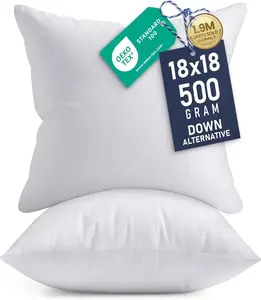 18x18 Pillow Inserts, Set of 2, White – Indoor Decorative Throw Pillows for Bed, Sofa & Couch – Soft, Supportive & Cushion Inserts