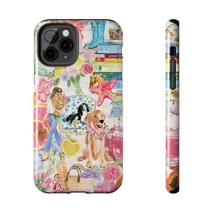 Spring Coquette Watercolor Collage Phone Case, Preppy Aesthetic, Soft Feminine Girl Applicable to iP15Promax ip14Pro mobile phone case 12 trendy brand 13 anti-fall cover 14Promax 15Pro cute Plus phonecase Accessories Acrylic casetify