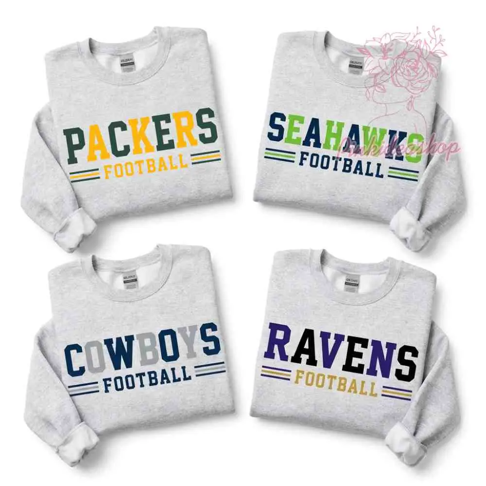[Sale Off 50%] Custom Football Sweatshirt, Personalized Football Team Crewneck, Vintage Sports Fan Sweatshirt, Football Lover Gift for Men Women