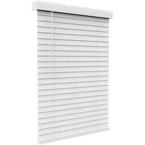 Faux Wood Blinds with Crown Valance - 34.25" Width x 60" Height, White, Cordless Window Blinds & Shades - Blinds for Indoor Windows, 2" Faux Wooden Blinds for Home, Window Shades