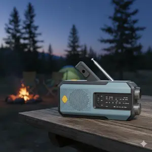 2000mAh power Bank Solar Crank NOaa weather Multifunctional Radio Am FM with SOs flashlight, Waterproof Emergency Alert Receiver for Outdoor Adventure & Home Survival Kit, Usb-c charging Portable Multi-Power Device