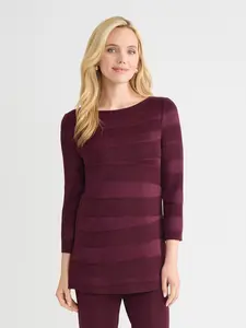 Horizontal Tonal Knit Tunic - True Fit