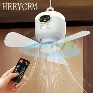 Portable USB Rechargeable Ceiling Fan for Camping – with Remote, Night Light & Emergency Lighting | Easy Assembly, Perfect for Tents, Dorms & Outdoor Use