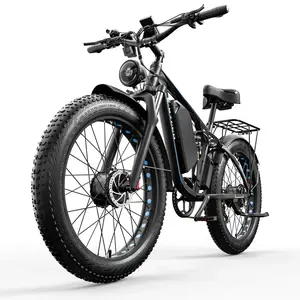 EBycco EB7PRO 6000W Dual Motor E-Bike for Adults, Electric Tire Bike, 52V 32Ah, Top Speed 40–45 mph, 100-mile range, hydraulic disc brakes, 24/26-inch fat off-road hunting e-bike, full suspension electric bicycle Motorcycle